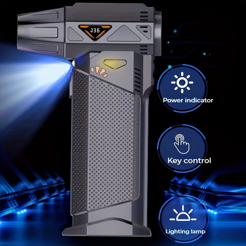 1pc Personal USB Charging Fan, Handheld Portable Turbine Blower with LED Lighting Feature, High-Speed Brushless Motor, Large Capacity Battery, Powerful Car Windshield Defroster, Outdoor Leaf Blowing Fan! Suitable for Cars, Pr
