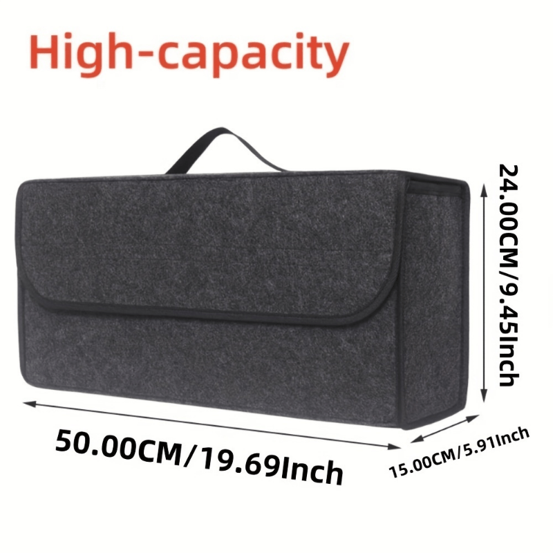 1pc Foldable Felt Cloth Car Trunk Organizer - Portable Storage Box for Interior Tidying