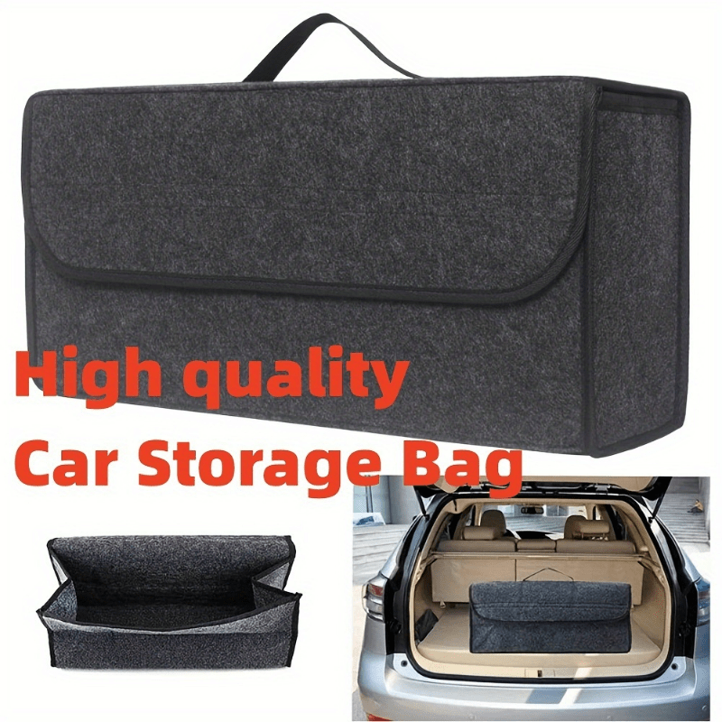 1pc Foldable Felt Cloth Car Trunk Organizer - Portable Storage Box for Interior Tidying