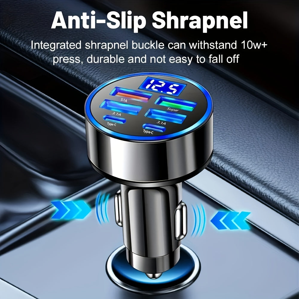 Yixingjia's New Digital Display Car Charger QC3.0+3.1A Car Charger Car Phone Charger Multi-function Car Charger One Drag Six Car Conversion Plug Dual PD Car Charger Flash Charge