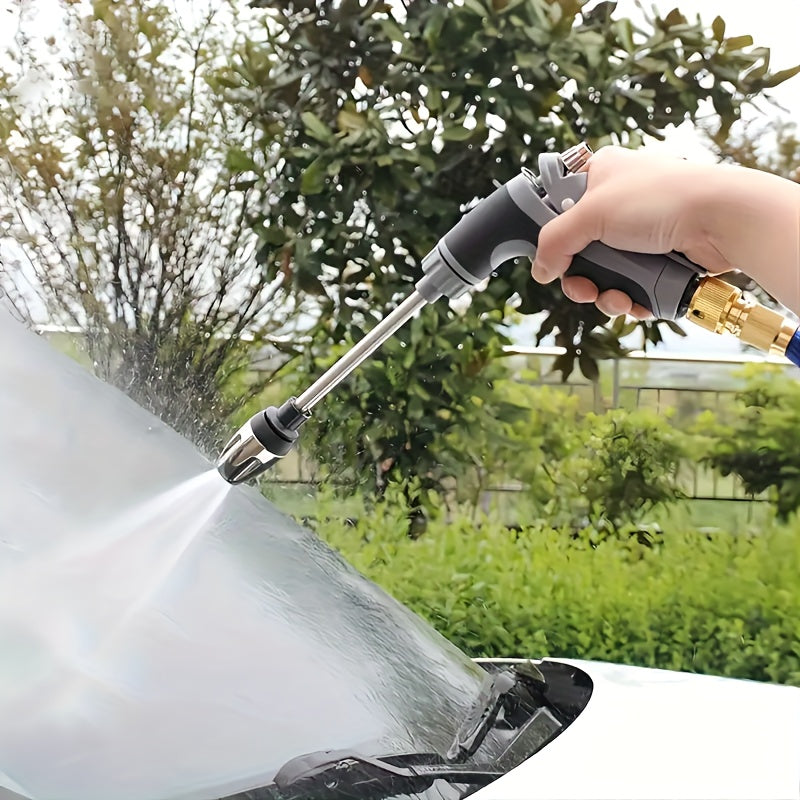 High-Pressure Car Wash Foam Gun with Long Handle - Adjustable Spray Nozzle for Cleaning, Watering, and Tire Inflation - Includes Foam Cannon and Pressure Spray Bottle