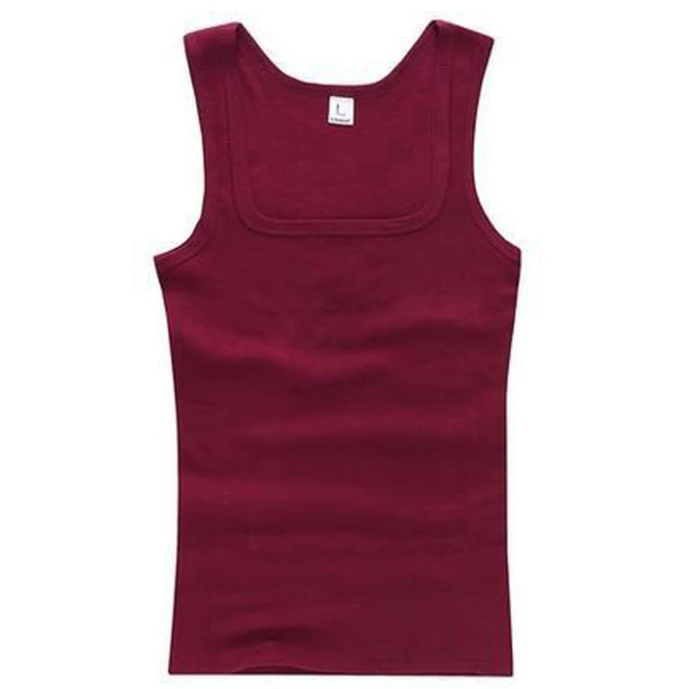 Hot Women Men Solid Square Neck Tank Tops Black White Gray Singlets Sleeveless Fitness Men Vest Elastic Bodybuilding Vest