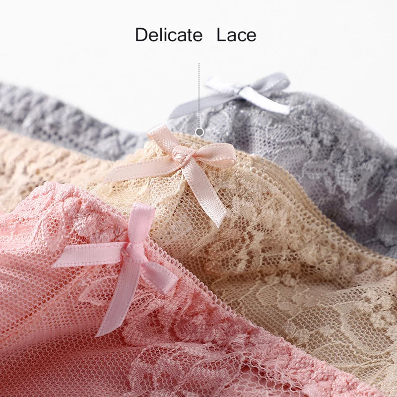 7Pcs Women's Cotton Underwear Set – Plus Size Lace Transparent Panties, Antibacterial & Comfortable Lingerie