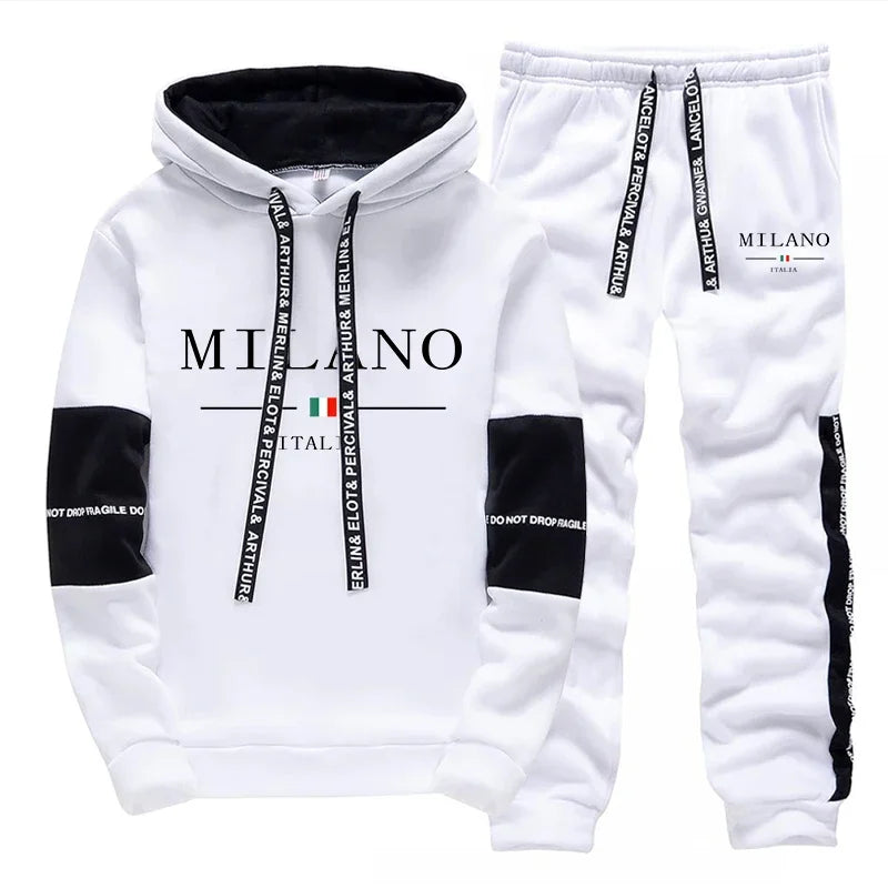 Men's Autumn Hoodies Sweatpants 2pcs Set Urban Milan Fashion Sportswear Male Home Outdoor Casual Sport Jogging Suit Gym Outfits