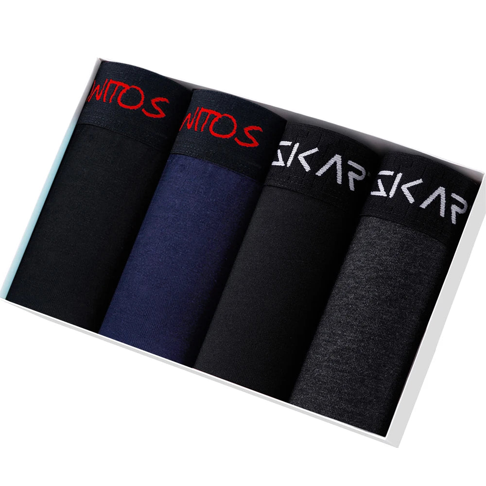 4pcs Set Men Boxer Shorts Soft Boxers for Men's Panties Men’s Underpants Male Cotton Sexy Underwear Boxershorts Family Calecon
