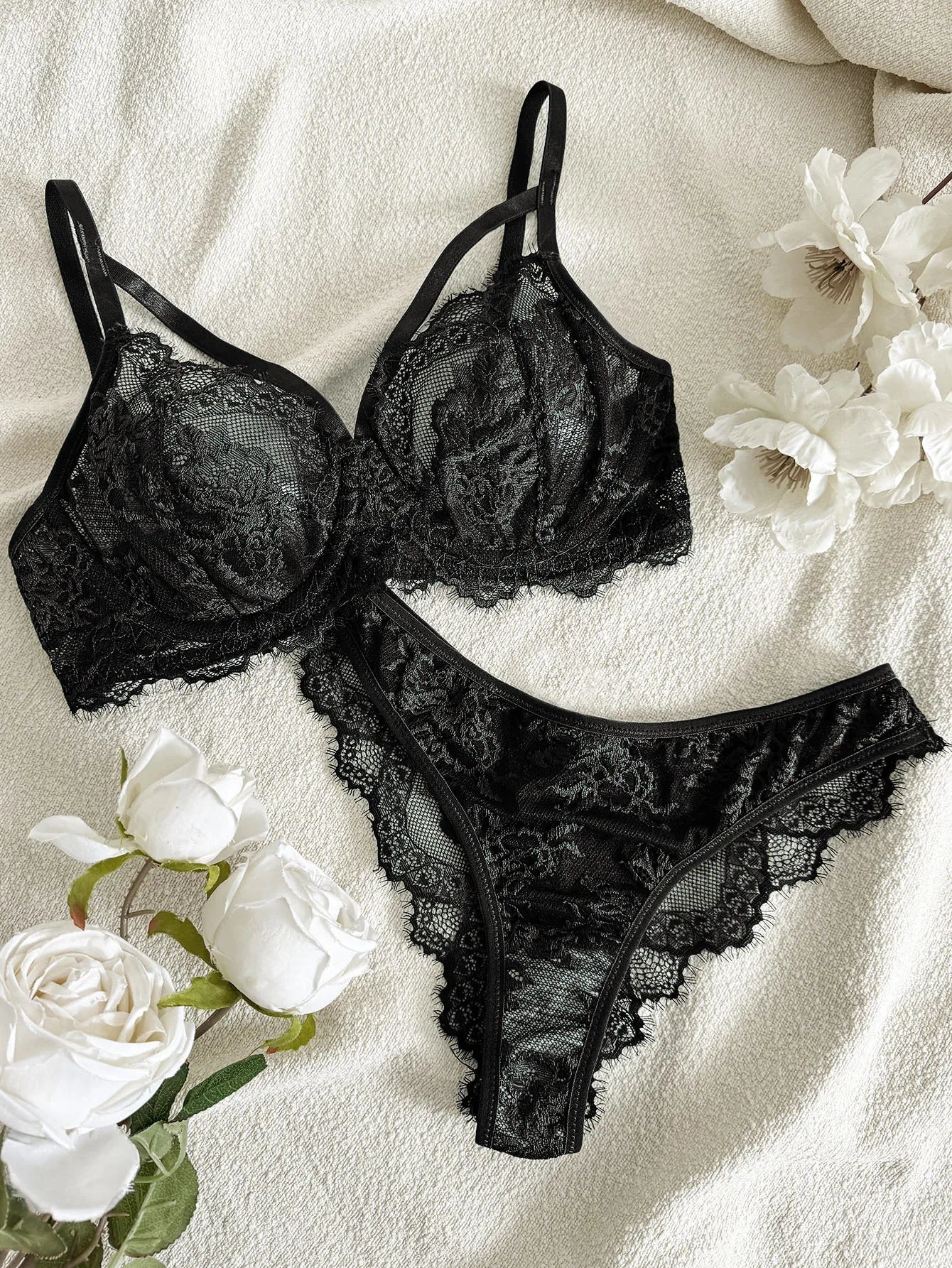 Women's Lingerie & Underwear, eyelash sxy fancy lace strapping underwire bra & brazilian panties ,victoria style