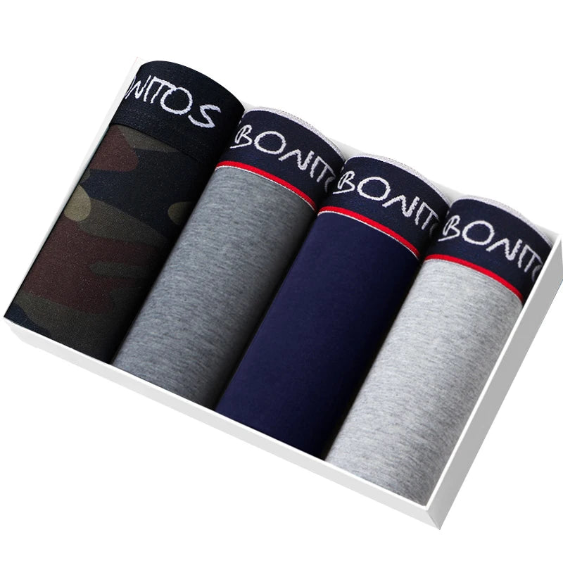 4pcs Set Men Boxer Shorts Soft Boxers for Men's Panties Men’s Underpants Male Cotton Sexy Underwear Boxershorts Family Calecon