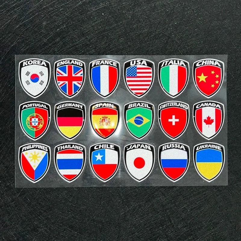 3D Reflective Flag Sticker Motorcycle Parts Car Decal UK Italy France Russia Spain Brazil South Korea Japan Chile USA ukraine