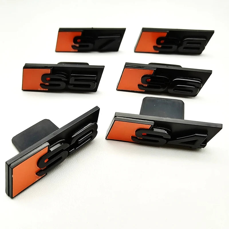 3D ABS Yellow Black Car Grill Logo S3 S4 S5 S6 S7 S8 Front Grille Emblem Badge For Audi S3 S4 S5 S6 S7 S8 Accessories
