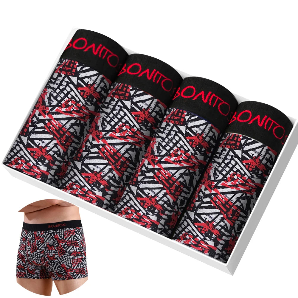 4pcs Set Men Boxer Shorts Soft Boxers for Men's Panties Men’s Underpants Male Cotton Sexy Underwear Boxershorts Family Calecon