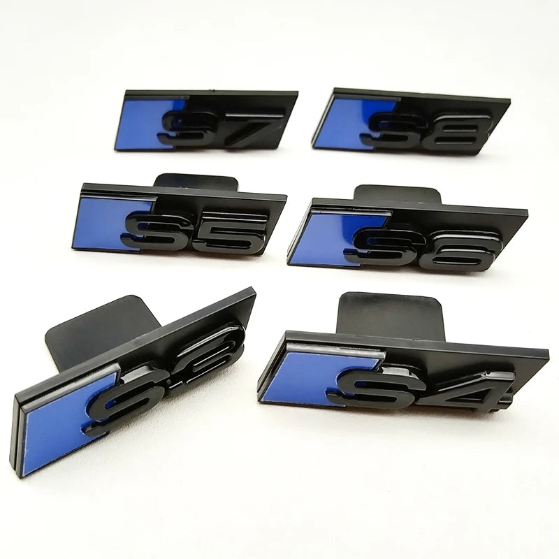 3D ABS Yellow Black Car Grill Logo S3 S4 S5 S6 S7 S8 Front Grille Emblem Badge For Audi S3 S4 S5 S6 S7 S8 Accessories