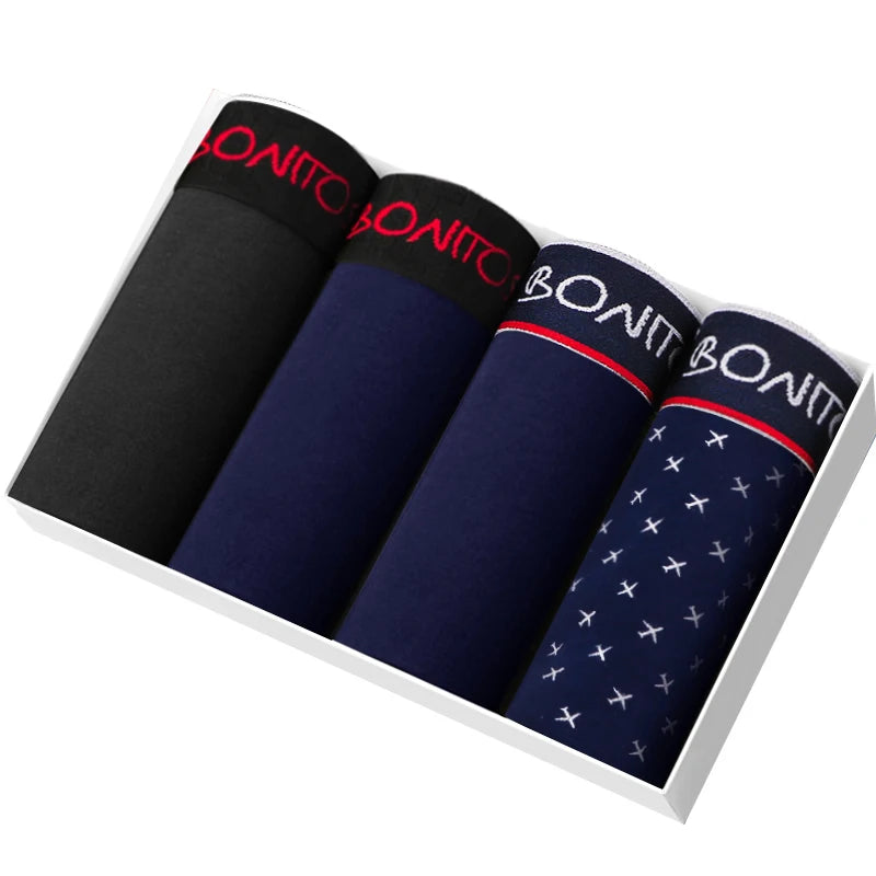 4pcs Set Men Boxer Shorts Soft Boxers for Men's Panties Men’s Underpants Male Cotton Sexy Underwear Boxershorts Family Calecon