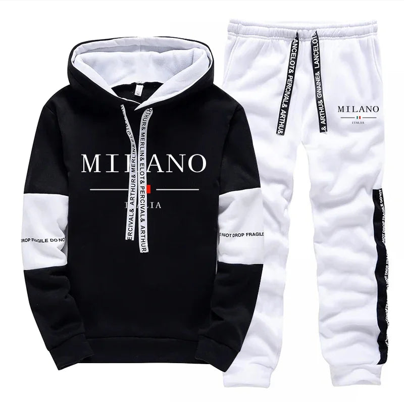 Men's Autumn Hoodies Sweatpants 2pcs Set Urban Milan Fashion Sportswear Male Home Outdoor Casual Sport Jogging Suit Gym Outfits