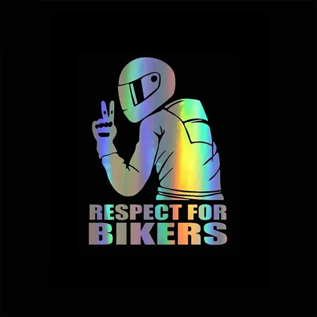 RESPECT FOR BIKERS Car Motorcycle Sticker Laser Reflective Decals Car Body Decorative Vinyl Funny Stickers