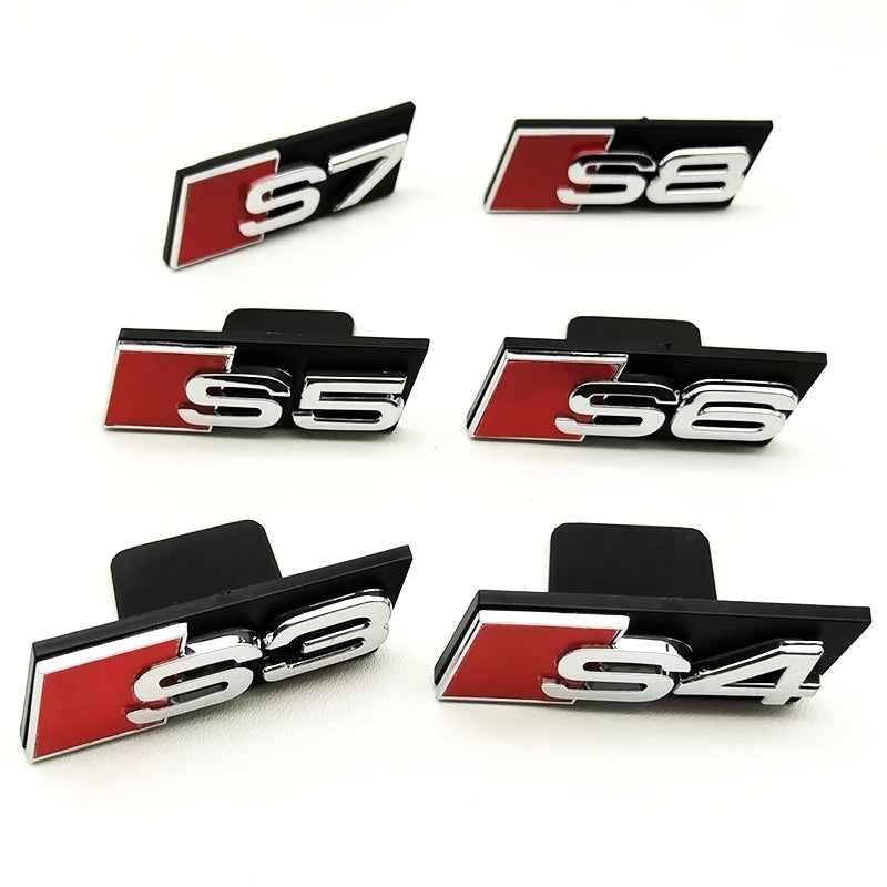 3D ABS Yellow Black Car Grill Logo S3 S4 S5 S6 S7 S8 Front Grille Emblem Badge For Audi S3 S4 S5 S6 S7 S8 Accessories