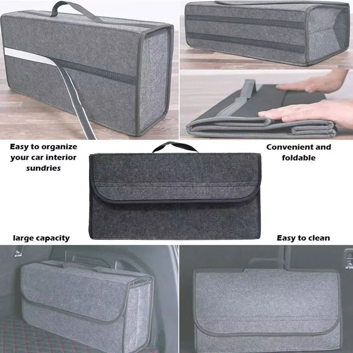 1pc Car Storage Felt Box For Dark Gray Anti Slip Storage Tools Towels Car Accessories Universal Foldable High-Quality Felt Box