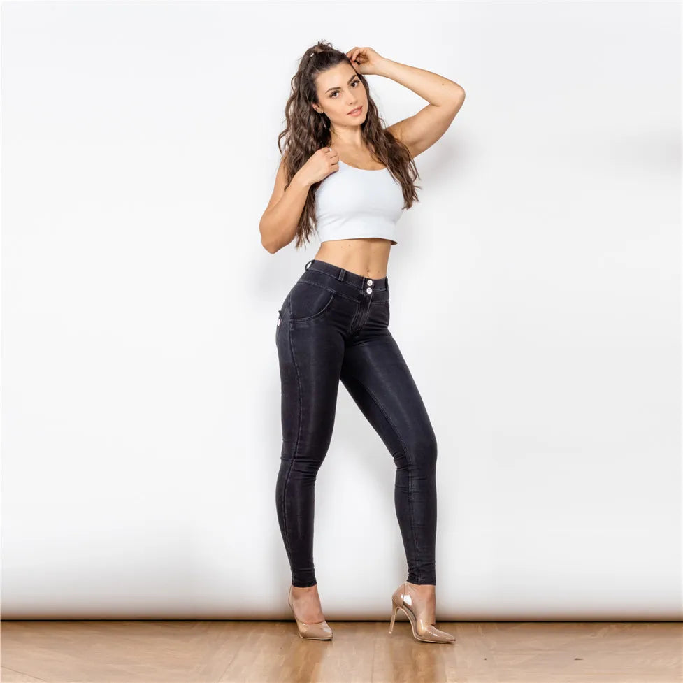 Melody Stretch Boyfriend Jean Straight Leg Jeans Womens Denim Skinny Black Pants Hip Capris Pencil Jeggings Femme Push Up