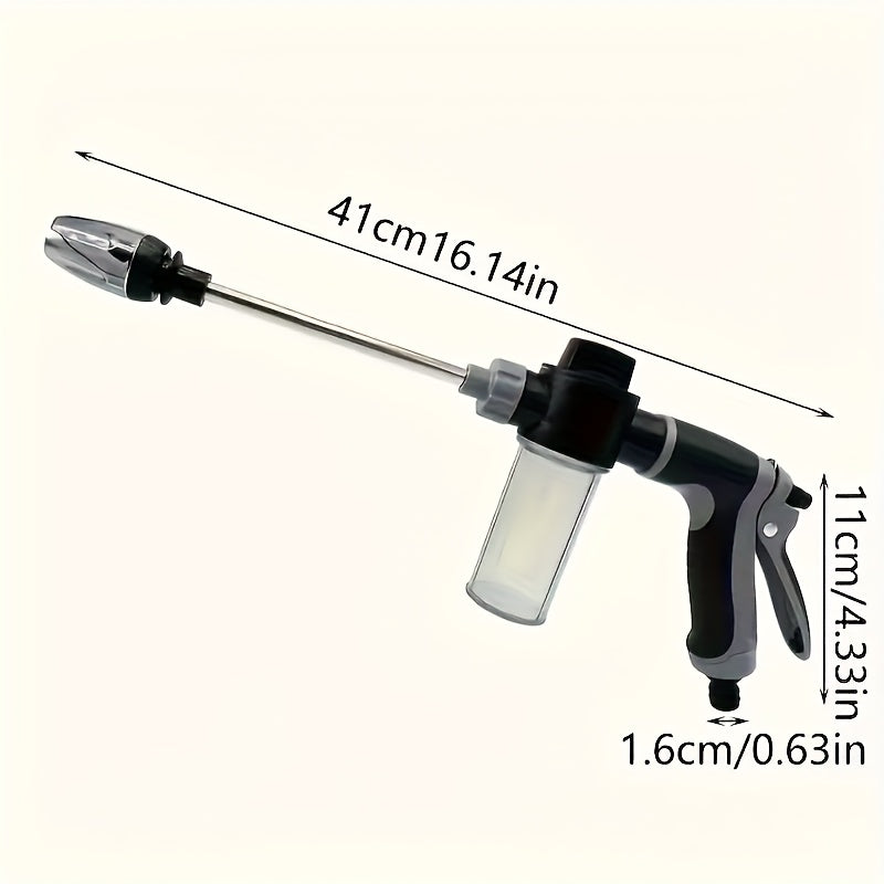 High-Pressure Car Wash Foam Gun with Long Handle - Adjustable Spray Nozzle for Cleaning, Watering, and Tire Inflation - Includes Foam Cannon and Pressure Spray Bottle