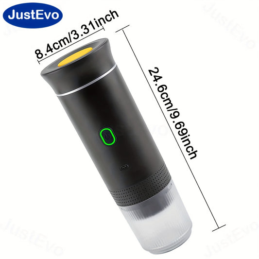 JustEvo Electric coffee maker, all-in-one coffee machine, coffee pot, and coffee appliance with smart temperature control and fast brewing. Compatible with coffee capsules and ground coffee. Perfect for cars, offices, camping
