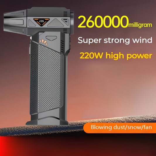 1pc Personal USB Charging Fan, Handheld Portable Turbine Blower with LED Lighting Feature, High-Speed Brushless Motor, Large Capacity Battery, Powerful Car Windshield Defroster, Outdoor Leaf Blowing Fan! Suitable for Cars, Pr