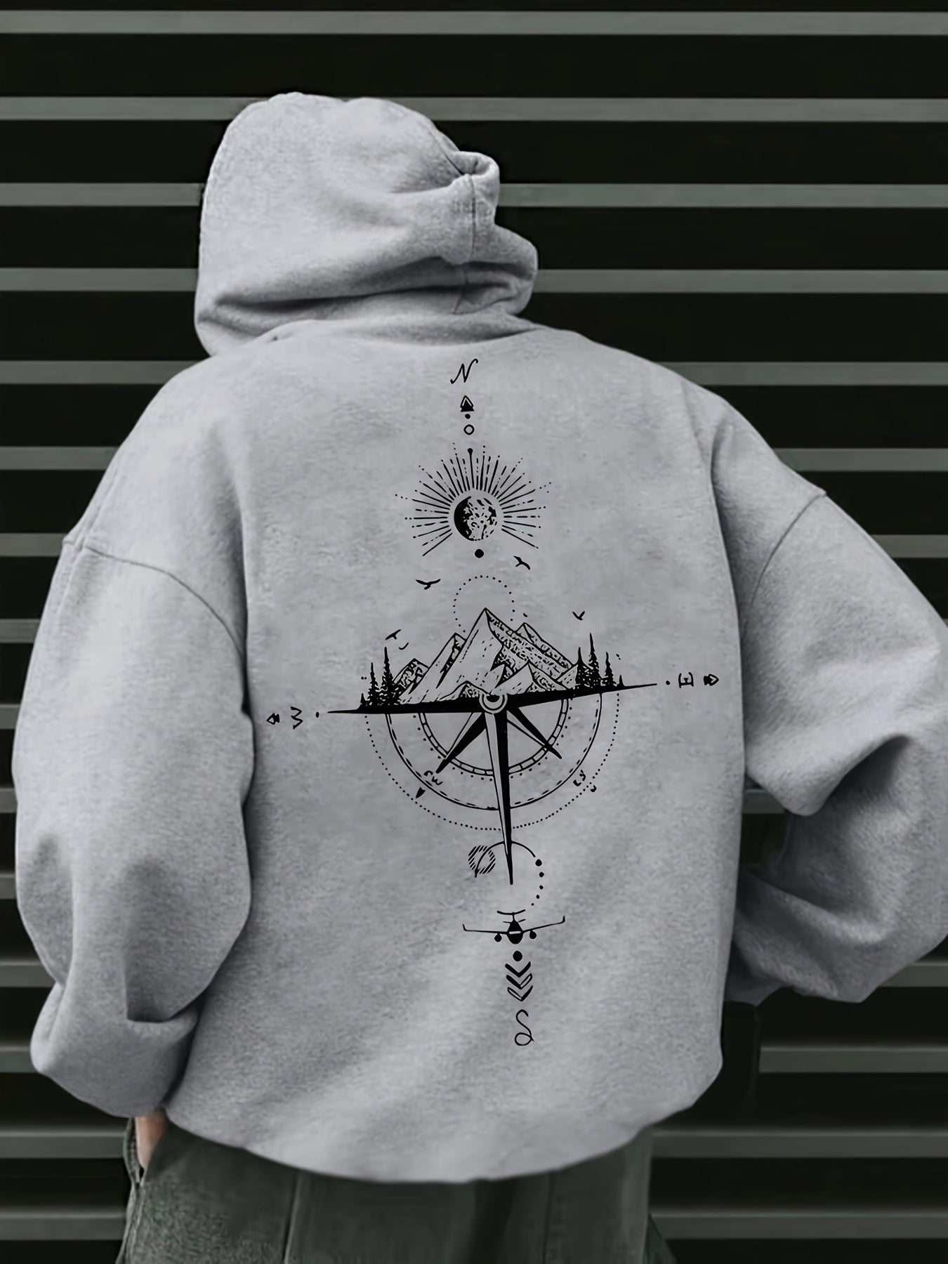 Men'S Autumn Winter Galaxy Print Hooded Sweatshirt, French Terry Fleece, 100% Polyester, Non-Stretch Knit Fabric, Loose Fit with Pocket Detail, Casual Sports Style Hooded Pullover