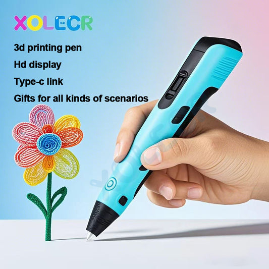 1pc Xolecr 3D Printing Pen with LCD HD Display - USB-Powered, Creative Drawing & Graffiti Art Tool, Ideal for Birthday and Christmas Gifts, Artistic Expression | LCD Screen Display | Versatile Pen, 3rd Generation