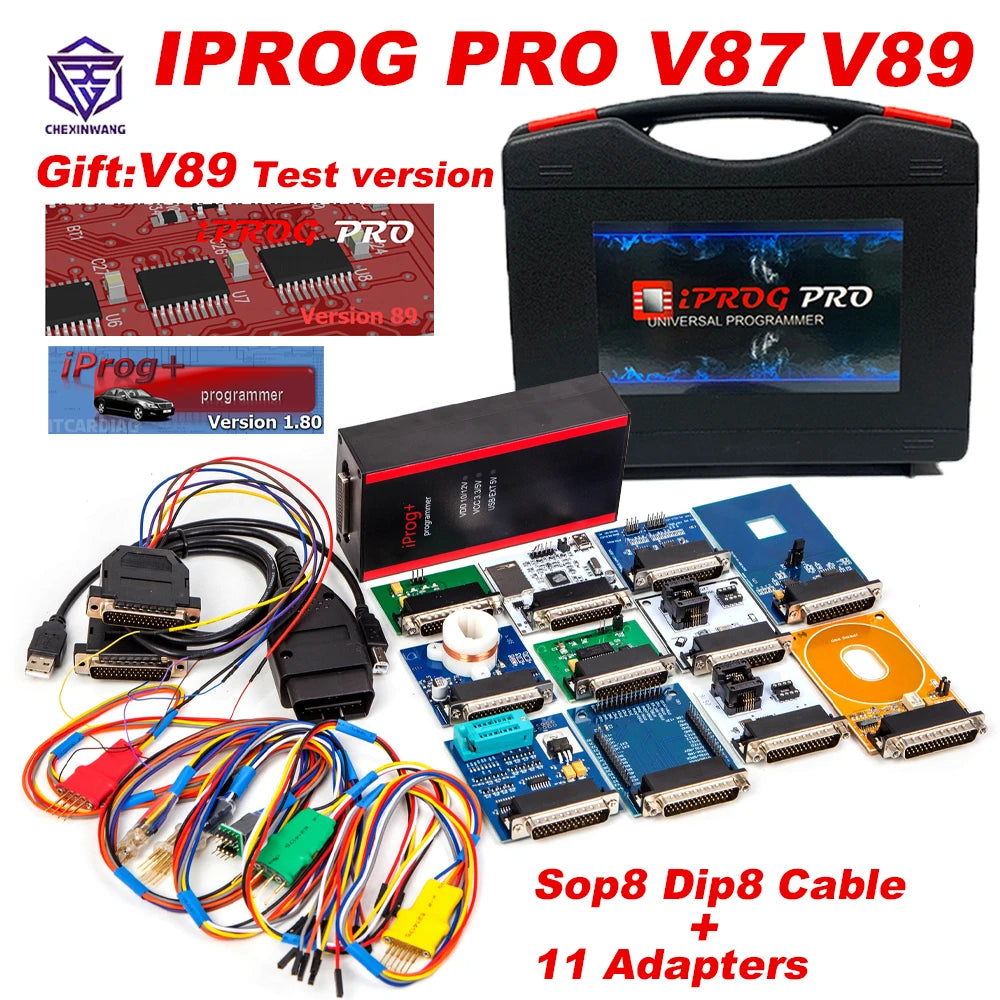 V87 Iprog Pro V89 as Gift Ecu Key Programmer for Airbag Reset/Eeprom IMMO/KM/Car Radio/Dashboard Kilometer IPROG+ Full Set Tool