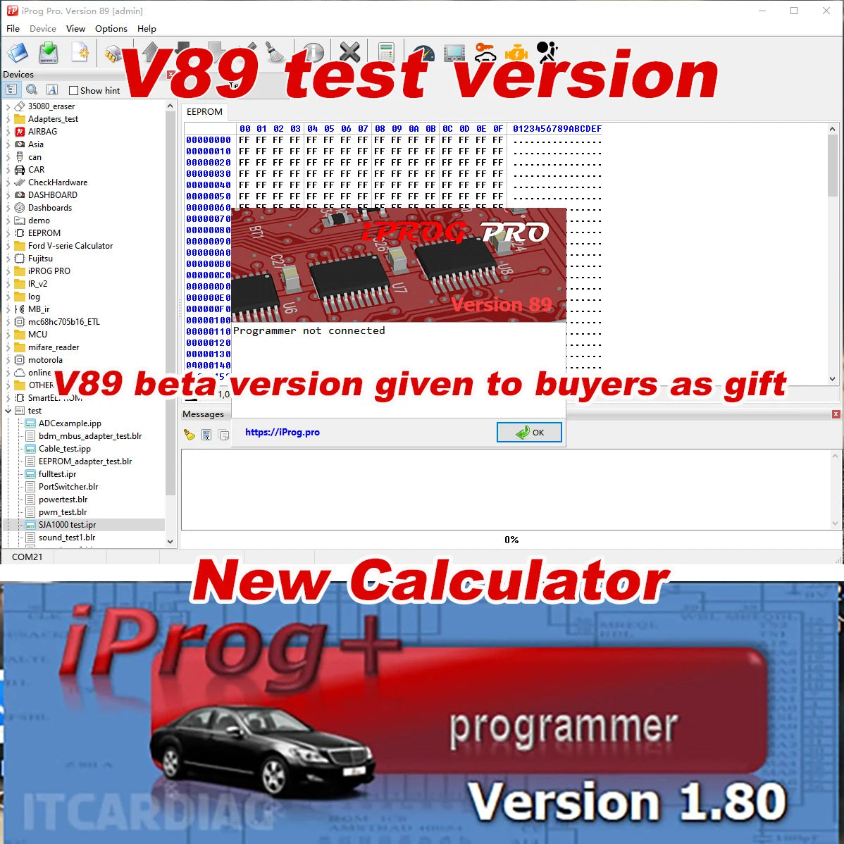 V87 Iprog Pro V89 as Gift Ecu Key Programmer for Airbag Reset/Eeprom IMMO/KM/Car Radio/Dashboard Kilometer IPROG+ Full Set Tool
