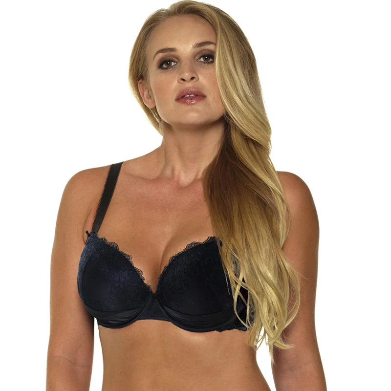 Sexy Black Push-Up Lace Bra – Model 1681, Adjustable Straps (Sizes 30-38)