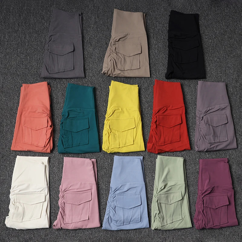 SOISOU Nylon Leggings Women's Pants Sport Yoga Pants Sexy Tight High Waist Elastic Women's Panties Pocket legging mujer