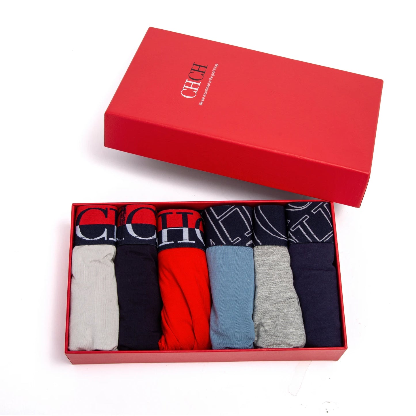 CHCH 6Pcs/Men's Underwear Fashion Underwear High Stretch Boxers Briefs Shorts Breathable Soft Men's Shorts Plus SizeL-3XL