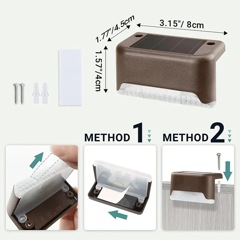1-20PCS Warm White LED Solar StepLamp Path Stair Outdoor Garden Lights Waterproof Balcony Light Decoration for Patio Fence Light