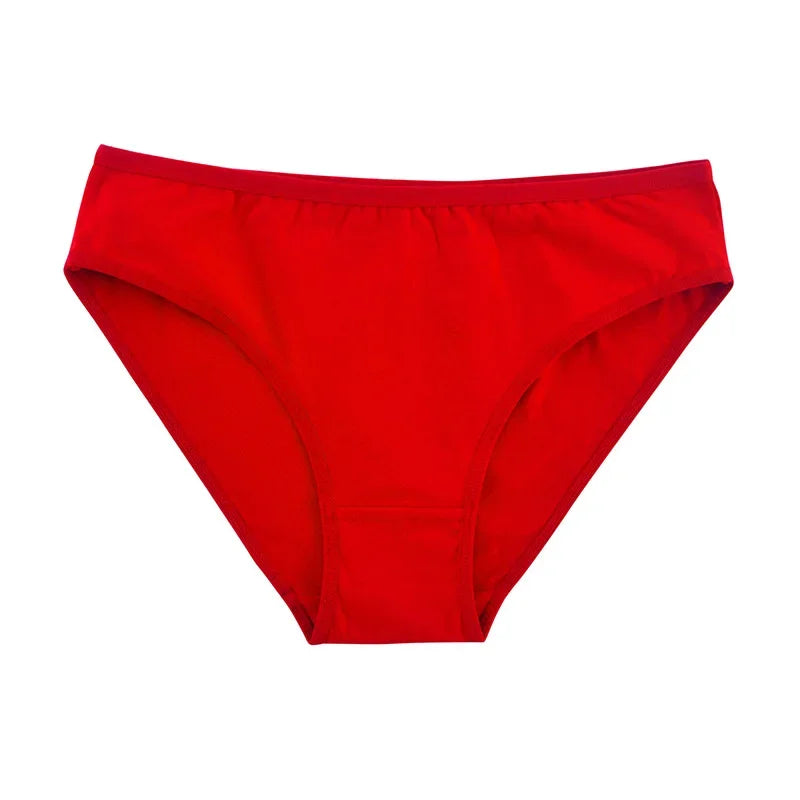6-Pack Women's Cotton Panties – Mid-Waist, Solid Colors, Breathable & Soft Underwear