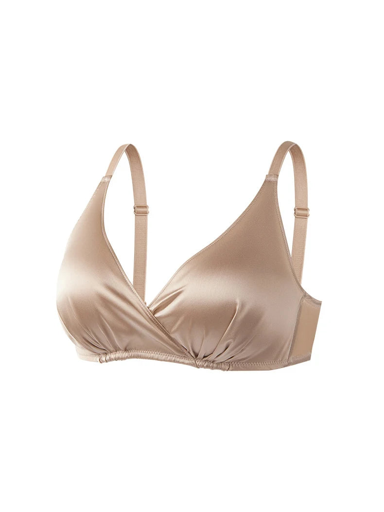 SuyaDream Women's Silk Bra – Wire-Free, Thin Padding, 100% Natural Silk Lining