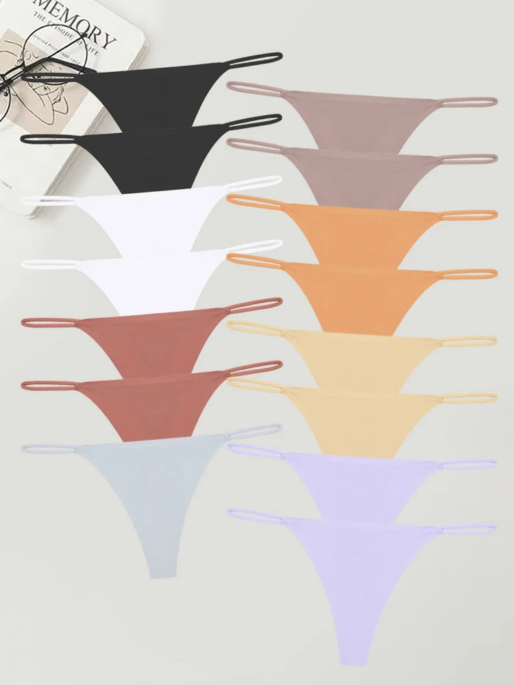 15pcs Women’s Ice Silk Seamless Thongs – Low Waist G-String Underwear