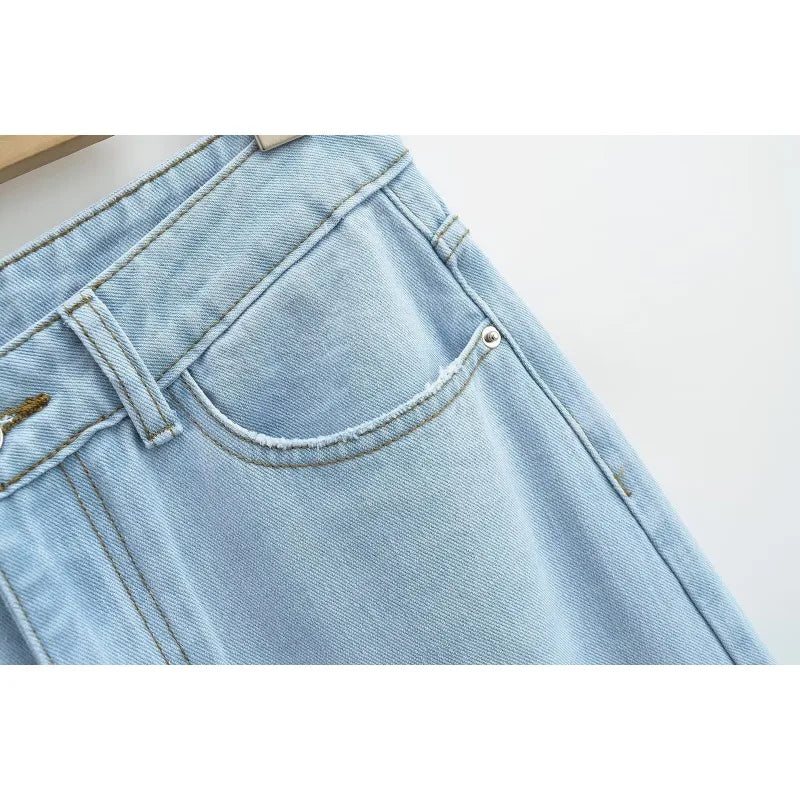 TRAFZR Women's Denim Pants Baggy Jeans Y2k Vintage Flared Wide New Low Waist Rise Oversize Pant Harajuku Fashion Woman Trousers