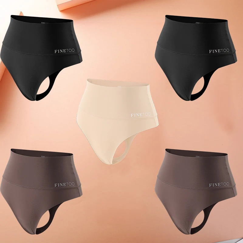 5-Pack High Waist Seamless Thong Shapewear Panties – Tummy Control, Antibacterial Lining