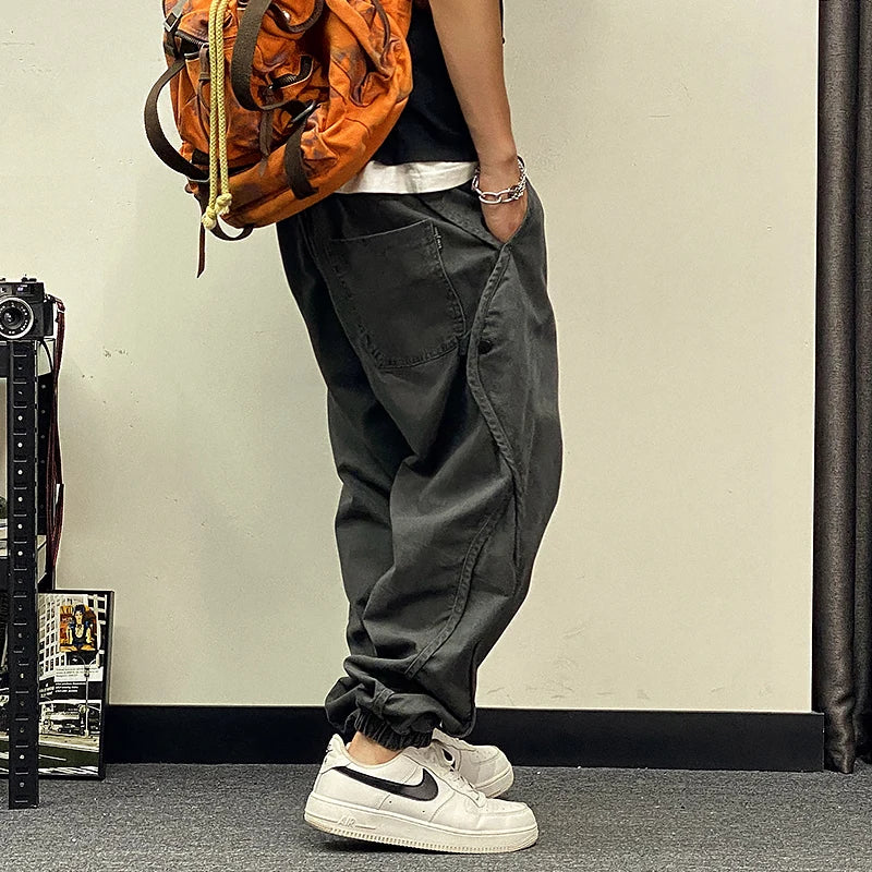 Men’s Oversized Cargo Joggers – Harajuku Korean Streetwear Pants Plus Size