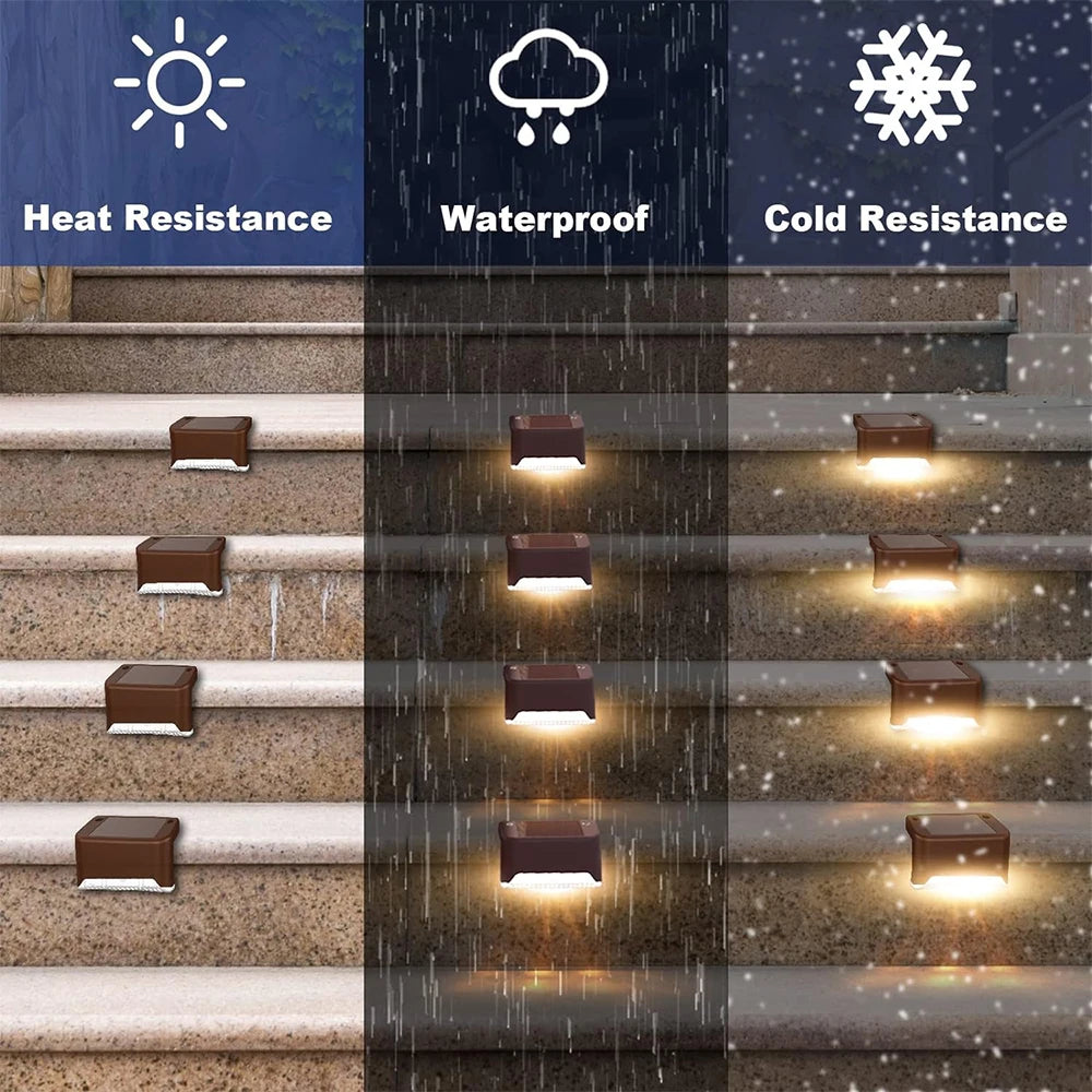 1-20PCS Warm White LED Solar StepLamp Path Stair Outdoor Garden Lights Waterproof Balcony Light Decoration for Patio Fence Light