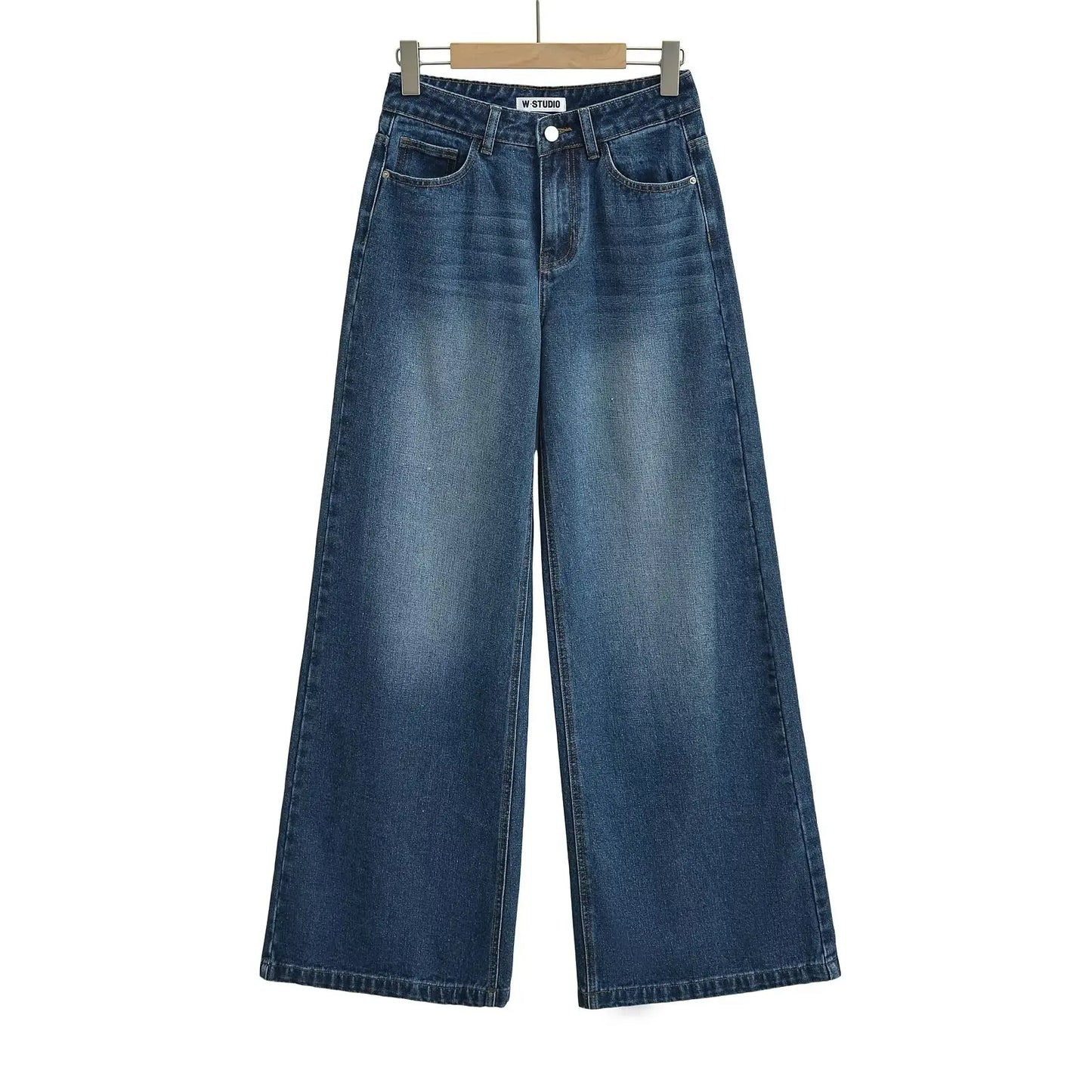 TRAFZR Women's Denim Pants Baggy Jeans Y2k Vintage Flared Wide New Low Waist Rise Oversize Pant Harajuku Fashion Woman Trousers