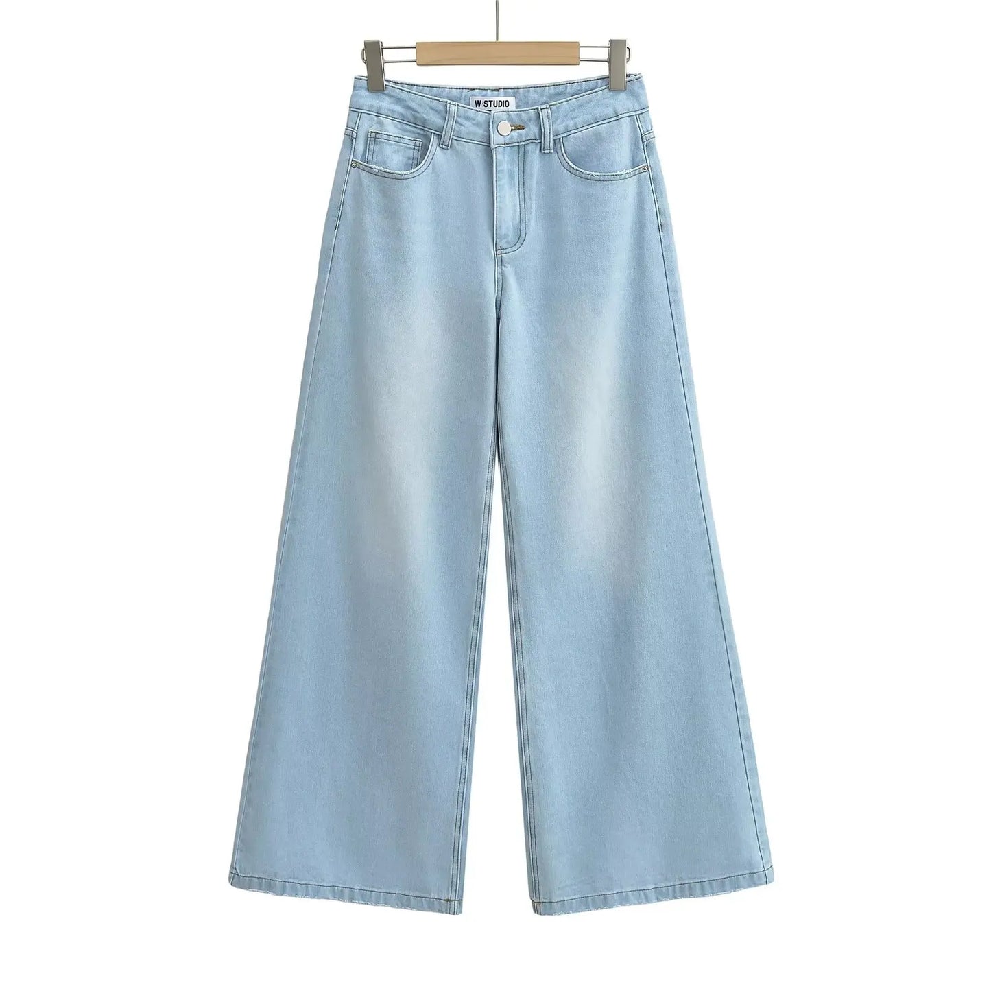TRAFZR Women's Denim Pants Baggy Jeans Y2k Vintage Flared Wide New Low Waist Rise Oversize Pant Harajuku Fashion Woman Trousers