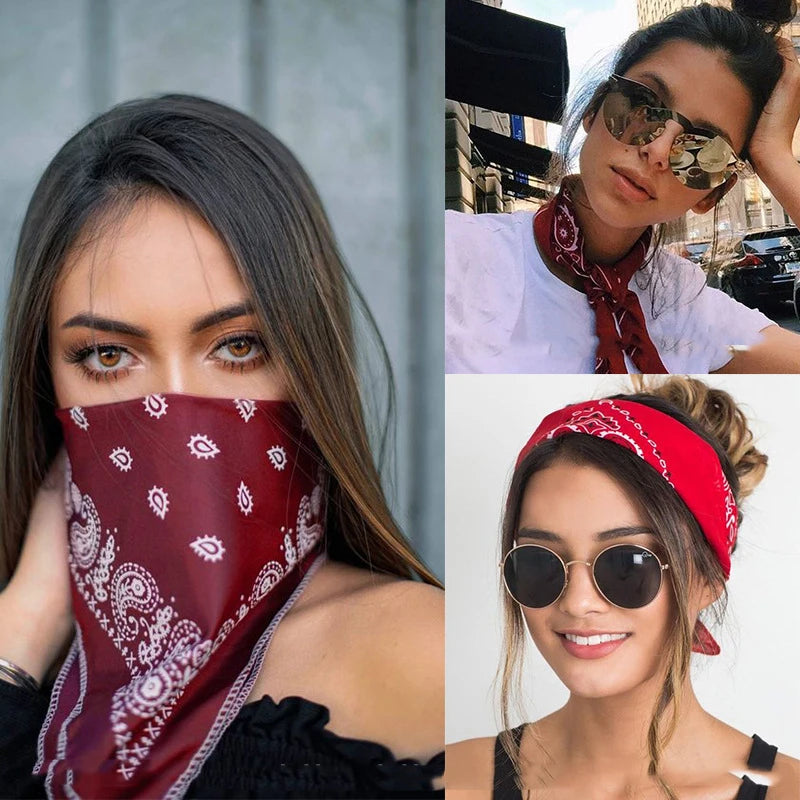 Hip Hop Women Bandana Scarf Girls Kids Punk Square Bandanas Headwear Fashion Bohemian Head Scarf Headbands Hair Accessories
