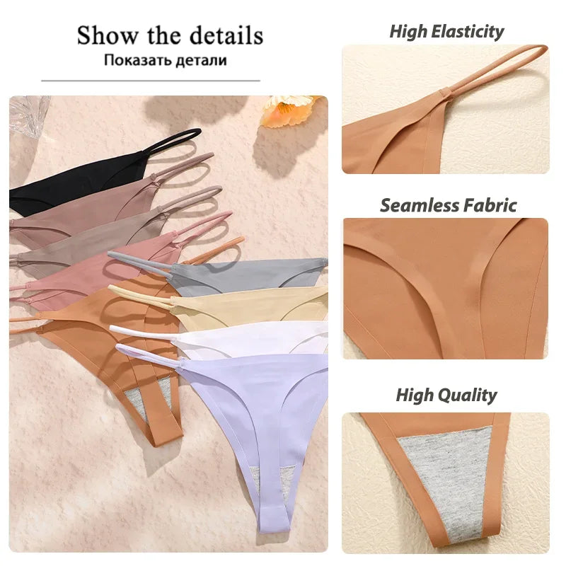 10-Pack Seamless Thong Panties for Women – Low Waist, Thin Straps, Comfortable T-Back Underwear