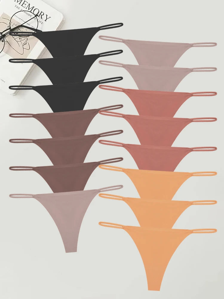 15pcs Women’s Ice Silk Seamless Thongs – Low Waist G-String Underwear