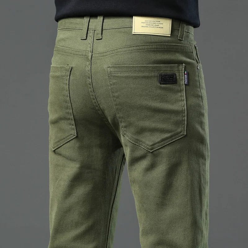 New Plus Size High End Casual Pants for Men's Straight Stretch Loose Mid High Waist Long Pants Brand Clothing Slim Jeans 28-44