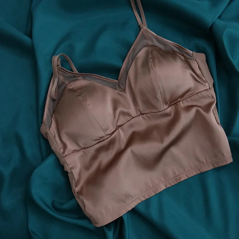 Women’s 100% Mulberry Silk Padded Cami Tube Top – Strapless Bralette Lingerie TG244