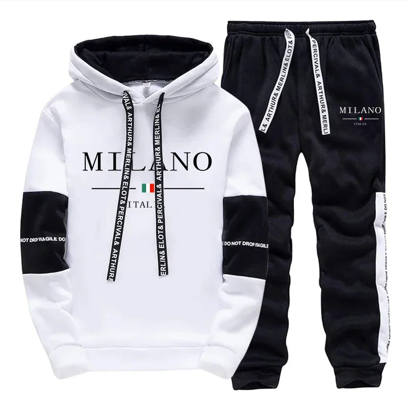 Men's Autumn Hoodies Sweatpants 2pcs Set Urban Milan Fashion Sportswear Male Home Outdoor Casual Sport Jogging Suit Gym Outfits