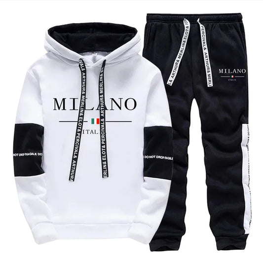 Men's Autumn Hoodies Sweatpants 2pcs Set Urban Milan Fashion Sportswear Male Home Outdoor Casual Sport Jogging Suit Gym Outfits