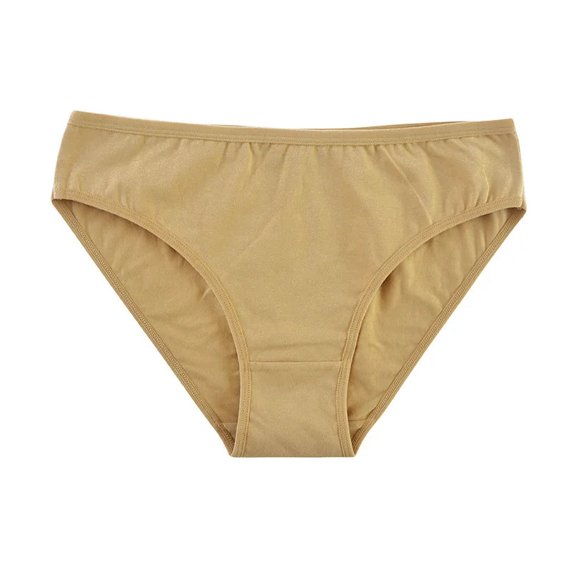 6-Pack Women's Cotton Panties – Mid-Waist, Solid Colors, Breathable & Soft Underwear
