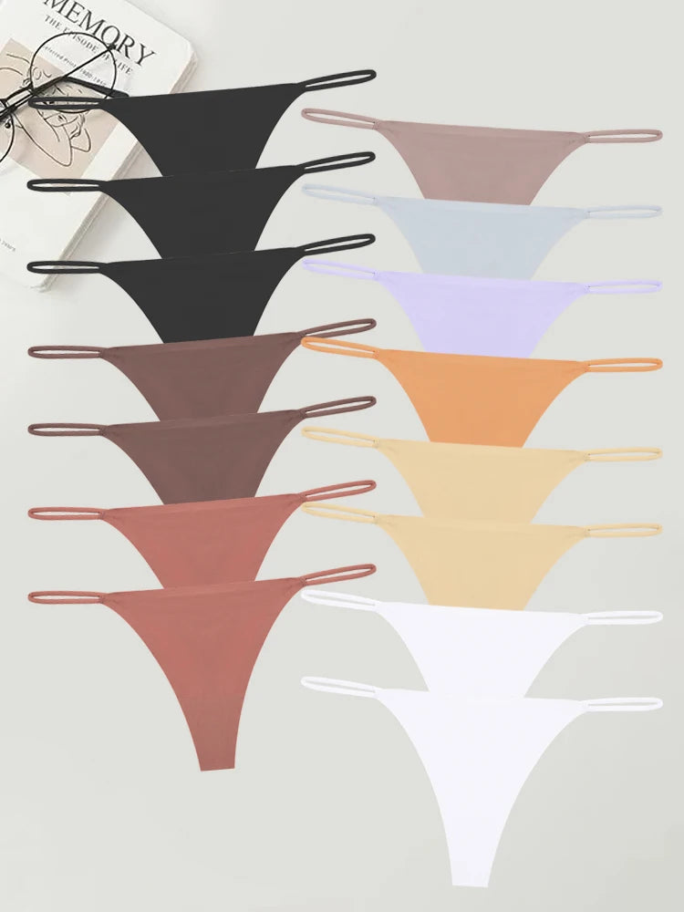 15pcs Women’s Ice Silk Seamless Thongs – Low Waist G-String Underwear